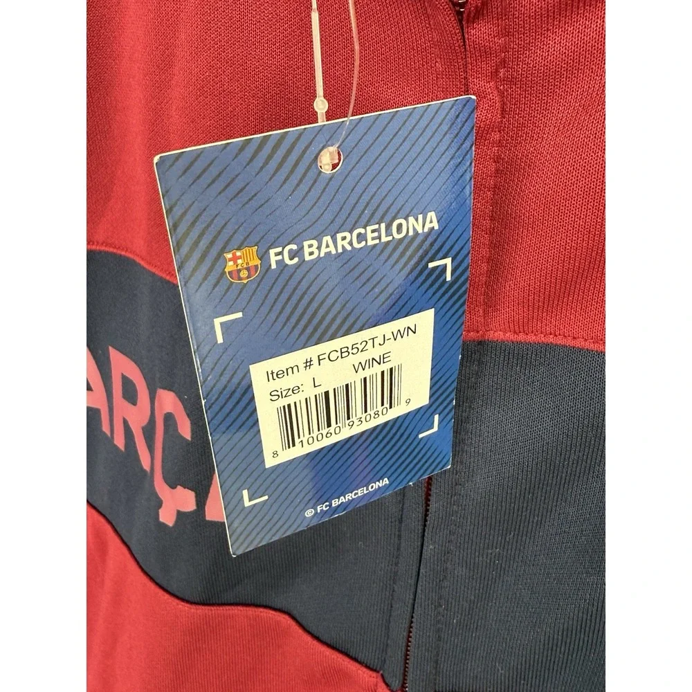 FC Barcelona Full Zip Logo Track Jacket Burgundy Men's Size Large Icon‎ Sports